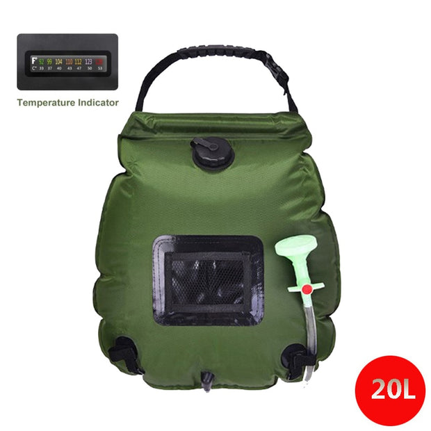 20L Outdoor Camping Hiking Solar Shower Bag  Hydration Bag Hose Switchable Shower Head