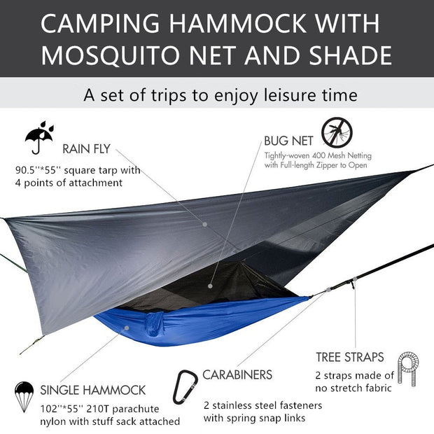 Lightweight Portable Camping Hammock Waterproof Mosquito Net Hammock Canopy 210T Nylon