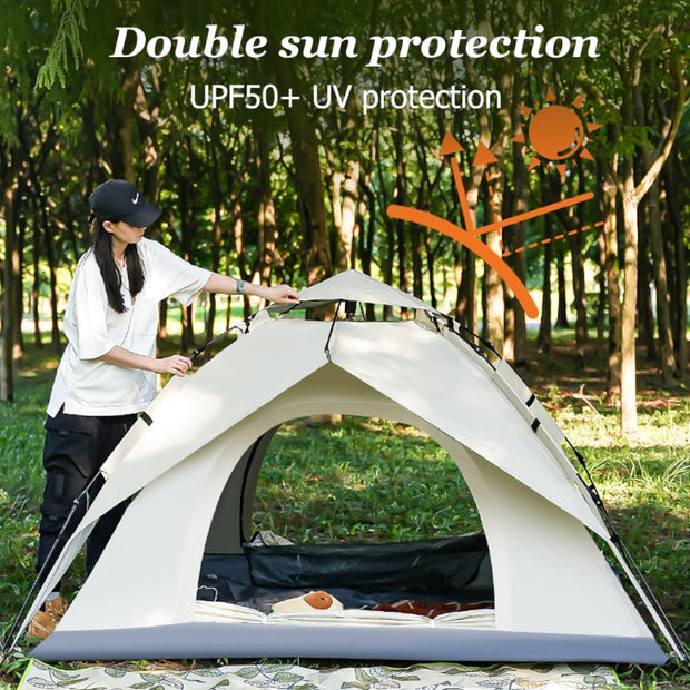 2 in 1 Dome Tent Pop Up Tents for Camping 3-4 Person Outdoor Automatic Setup Waterproof Family Tent