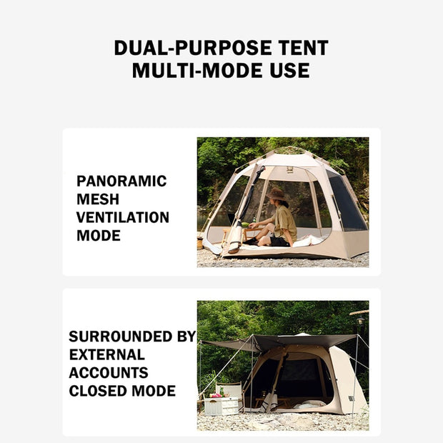 Outdoor Picnic Camping Portable Folding Main Hall Canopy Hexagonal Vinyl Tent Thickened Sunscreen And Rainproof