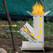 Portable Collapsible Camping Wood Stove Stainless Steel Rocket Stove