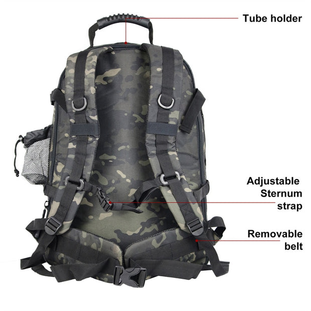 60L Camo Men Military Tactical Expandable Backpack Hiking Backpacks