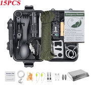 15pcs Outdoor Survival Kit Set Camping Travel Multifunction Tactical Defense And Fishing