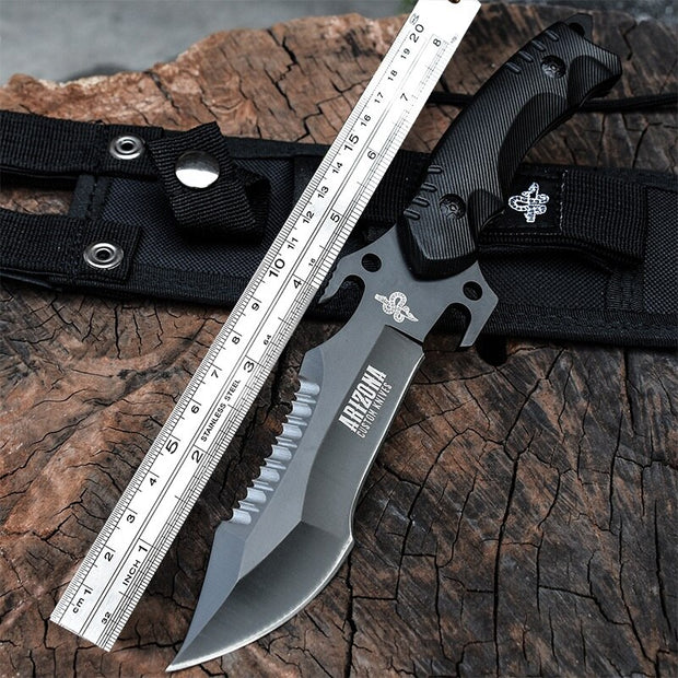 Outdoor survival tactical straight knife, wilderness survival knife, Multi-function camping k10 handle 7cr13mov blade