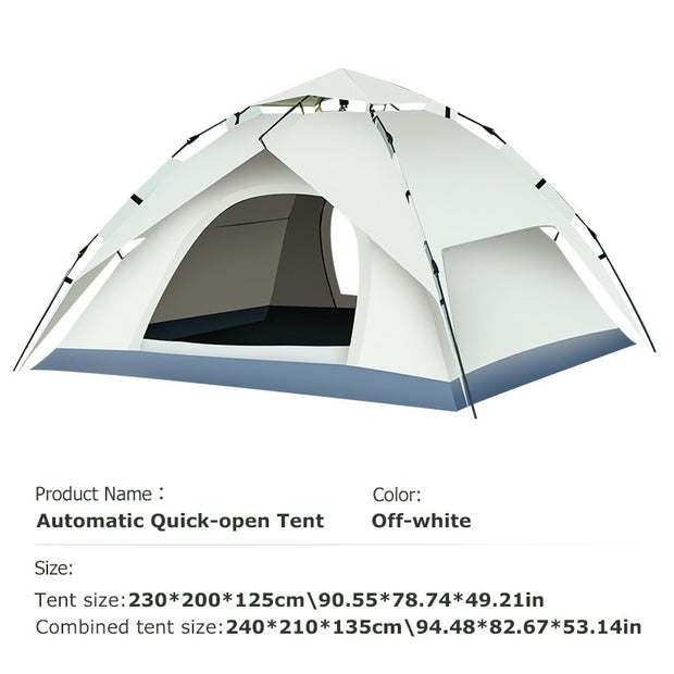 2 in 1 Dome Tent Pop Up Tents for Camping 3-4 Person Outdoor Automatic Setup Waterproof Family Tent