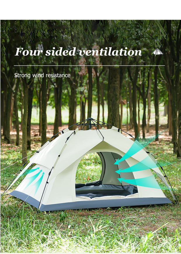 2 in 1 Dome Tent Pop Up Tents for Camping 3-4 Person Outdoor Automatic Setup Waterproof Family Tent