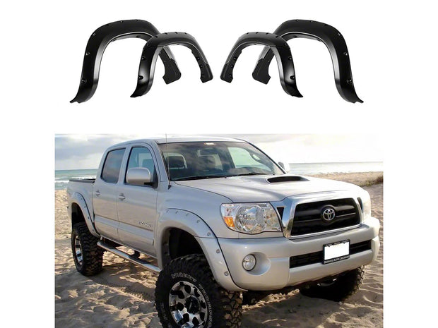 Fender Flares For 2005-2011 Toyota Tacoma Pocket Style Textured Black 4 Pcs