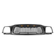 Toyota Tacoma 2001-2004 Honeycomb Bumper Front Grill With 3 Amber LED Grill Lights