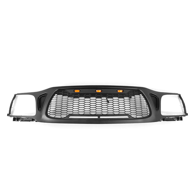 Toyota Tacoma 2001-2004 Honeycomb Bumper Front Grill With 3 Amber LED Grill Lights