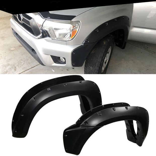 Toyota Tacoma 2012-2015 Fleetside Matte Black Pocket Style Fender Flares 4PC