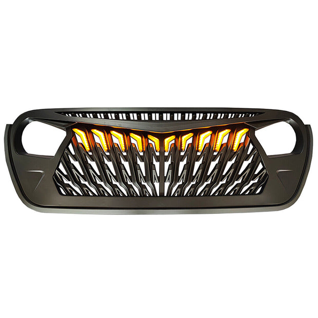 Jeep Wrangler JL 4th Generation Front Racing Grill With Amber LED Running Lights